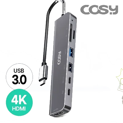 코시 MH2266UHC 찰스 C타입 7in1 멀티허브 (HDMI, SD, TF, USB 3.0/2.0 PD)