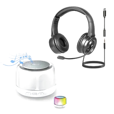 코시 HS2190 볼드 접이식 마이크 헤드셋 + 샤인 LED 블루투스 스피커 SP2192BT